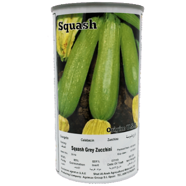 Gray Squash Zucchini Seeds Tin