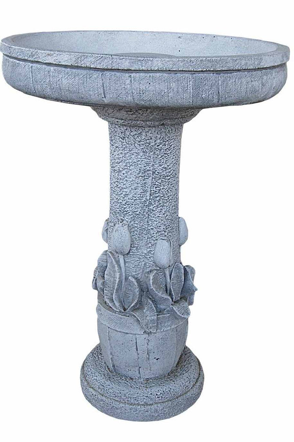 Cast Stone Tulip Bird Bath