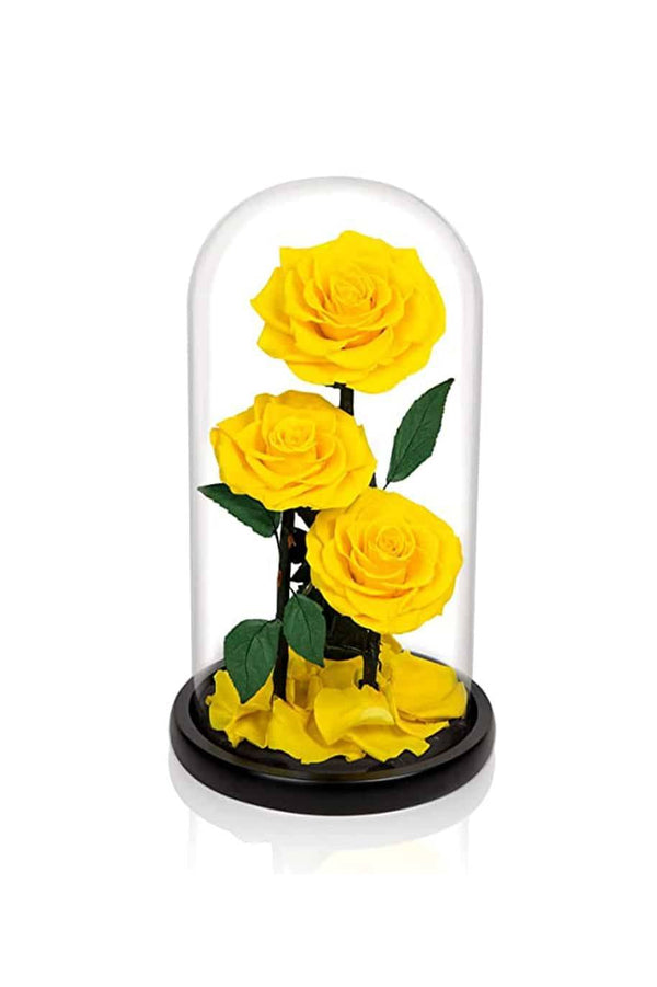 Forever Rose 3 In Glass Dome Yellow