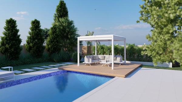 Maze - 3m X 3m Pergola - With 4 Drop Sides & LED Lighting