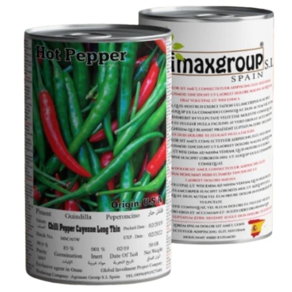 Hot Pepper Chili Cayenne Long Thin Seeds Tin